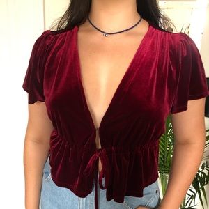 Urban Outfitters Maroon Velvet Top